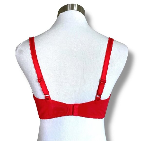 Wacoal 36DD Bra Red Seduction Lace Demi Underwire Sheer Unlined 851155 - Picture 5 of 8